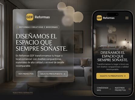 Landing page diseñada por CODEX BLUE para empresa de reformas Reformas GDF en Madrid